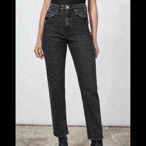 Zara 90s Mom Fit Jeans Women’s Size 4 High Rise Tapered Leg Black Wash Denim